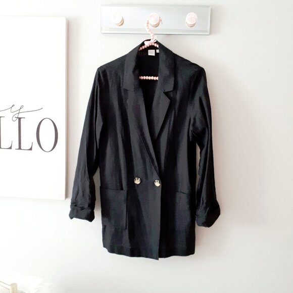 EUC Twik Simons black double breasted linen blend lightweight blazer, XS - Picture 6 of 13